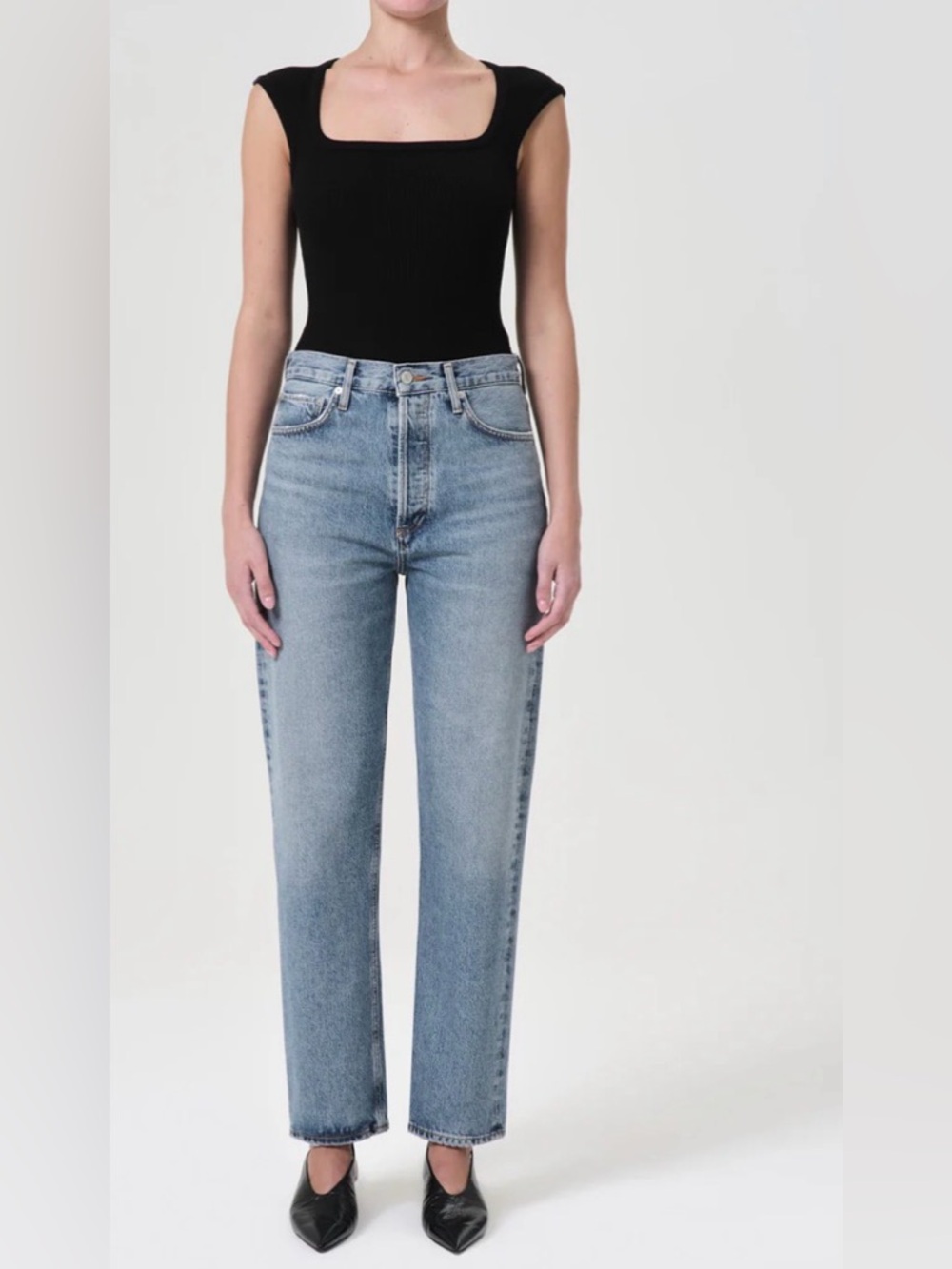 Agolde High-Rise Straight Leg Jeans 90s Cinch Waist Button Fly Size 30